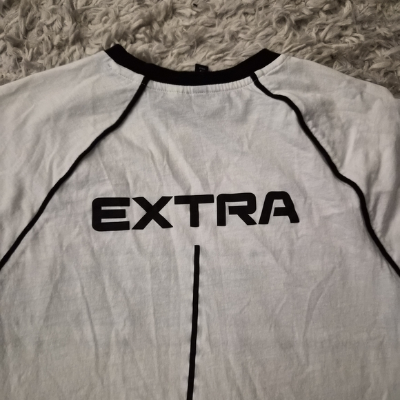 ☆5/$15☆H&M Divided “EXTRA” Racing Long Sleeve Shirt | White & Black | XS - Picture 12 of 16